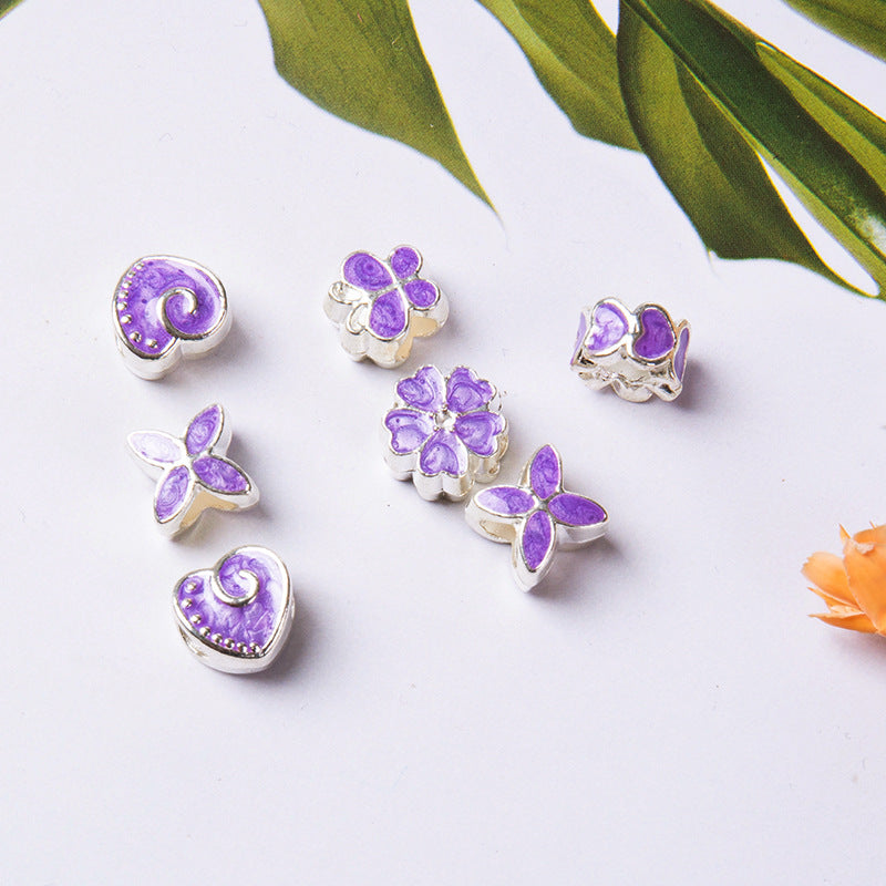 Aceite al por mayor Drip Heart Butterfly Big Hole Beads brillantes de coloridos